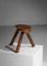 French Solid Oak Tripod Stool, 1950s, Image 8