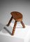 French Solid Oak Tripod Stool, 1950s, Image 9