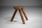 French Solid Oak Tripod Stool, 1950s 11