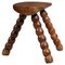French Solid Oak Tripod Stool, 1950s, Image 1