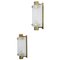 Small French Sconces in Frosted Curved Glass & Solid Brass, Set of 2 1