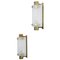 Small French Sconces in Frosted Curved Glass & Solid Brass, Set of 2, Image 1