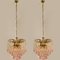 Lámparas de araña con cristal de Murano rosa al estilo de Venini, Italia, años 70. Juego de 2, Imagen 2