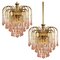 Chandeliers with Murano Pink Glass in the style of Venini, Italy, 1970s, Set of 2 1