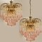Chandeliers with Murano Pink Glass in the style of Venini, Italy, 1970s, Set of 2 5
