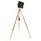 Industrial Black Enamel Spot Light Tripod Floor Lamp, 1970s, Image 1