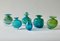 Turquoise Blue and Green Glass Vases from Mdina, 1960s, Set of 6 4