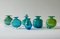 Turquoise Blue and Green Glass Vases from Mdina, 1960s, Set of 6 3