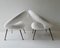 White Lounge Chairs, Germany, 1950s, Set of 2 5