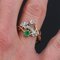 French Emerald Diamond 18 Karat Yellow Gold You and Me Ring, 1900s 5