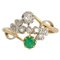 French Emerald Diamond 18 Karat Yellow Gold You and Me Ring, 1900s 1