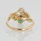 French Emerald Diamond 18 Karat Yellow Gold You and Me Ring, 1900s 8