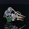 French Emerald Diamond 18 Karat Yellow Gold You and Me Ring, 1900s 4