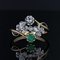 French Emerald Diamond 18 Karat Yellow Gold You and Me Ring, 1900s 3