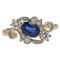 Modern Sapphire Diamonds 18 Karat Yellow Gold Platinum Engagement Ring, Image 1