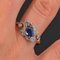Modern Sapphire Diamonds 18 Karat Yellow Gold Platinum Engagement Ring 4