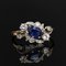 Modern Sapphire Diamonds 18 Karat Yellow Gold Platinum Engagement Ring 5