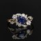 Modern Sapphire Diamonds 18 Karat Yellow Gold Platinum Engagement Ring, Image 5