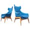 Blue Fabric Armchairs by Julia Gaubek, Hungary, 1950s, Set of 2 1