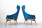 Blue Fabric Armchairs by Julia Gaubek, Hungary, 1950s, Set of 2 3