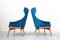 Blue Fabric Armchairs by Julia Gaubek, Hungary, 1950s, Set of 2, Image 3