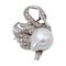 Collar con colgante o broche en forma de cisne de oro blanco de 14 kt con rubí, diamantes y perlas, Imagen 1
