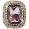 Large Central Amethyst & Diamond 14k White and Yellow Gold Ring 1