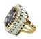 Large Central Amethyst & Diamond 14k White and Yellow Gold Ring 2