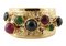 Diamonds, Emeralds, Rubies, Blue Sapphires, 14k Yellow Gold Vintage Ring 1