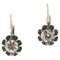 White Diamonds, Rose Gold and Silver Leverback Earrings, Set of 2 1