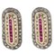 Diamond, Ruby, Gold and Silver Earrings, Set of 2 1