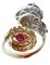 Handgefertigter Contrarie Ring mit Weißem Diamanten, Blauem Saphir, Rubin & Rose und Weißgold 3