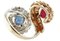 Handcrafted Contrarie Ring with White Diamond, Blue Sapphire, Ruby & Rose and White Gold, Image 4