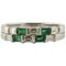 Handcrafted Diamond, Emerald & 18 Karat White Gold Double-Band Ring 1
