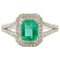 Anello di fidanzamento fatto a mano con smeraldo, diamante e oro bianco a 18 carati, Immagine 1