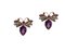 Handcrafted Diamonds, Rubies, Tsavorite Amethysts, 9 Karat Rose Gold and Silver Earrings, Set of 2 1