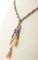 Handcrafted Pendant Necklace with White Diamond, Amethyst, Coral Drops, Onyx & 14K Gold 3