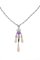 Handcrafted Pendant Necklace with White Diamond, Amethyst, Coral Drops, Onyx & 14K Gold 1