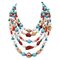 White Stone, Turquoise, Pearl, Carnelian, Moonstone & Silver Multi-Strand Necklace 1