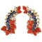 Rose & White Gold Clip-On Earrings with Blue Sapphires, Diamonds & Red Coral, Set of 2 1