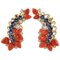 Rose & White Gold Clip-On Earrings with Blue Sapphires, Diamonds & Red Coral, Set of 2, Image 1