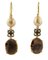 Diamonds, Topazs, Fumé Sapphires, Pearls, 14 Karat White and Rose Gold Earrings, Set of 2 2