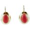18 Karat Yellow Gold & Red Coral Stud Earrings, Set of 2 1
