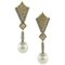 Boucles d'Oreilles Diamant, Perle et Or Jaune et Blanc 18K, Set de 2 1