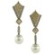 Diamond, Pearl & 18K Yellow and White Gold Dangle Earrings, Set of 2, Image 1