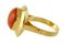 Vintage 18K Yellow Gold and Rubrum Coral Ring, Image 2