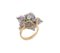 Emeralds, Diamonds, 18 Karat White and Yellow Gold Flower Shape Ring, Image 2