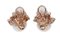 Boucles d'Oreilles Perles Blanches, Diamants, Saphirs Multicolores et Or Rose 14 Carats, Set de 2 3