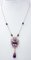 Diamond, Emerald, Amethyst, Onyx, Pearl, 9 Karat Rose Gold and Silver Necklace 3