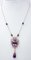 Diamond, Emerald, Amethyst, Onyx, Pearl, 9 Karat Rose Gold and Silver Necklace, Image 3